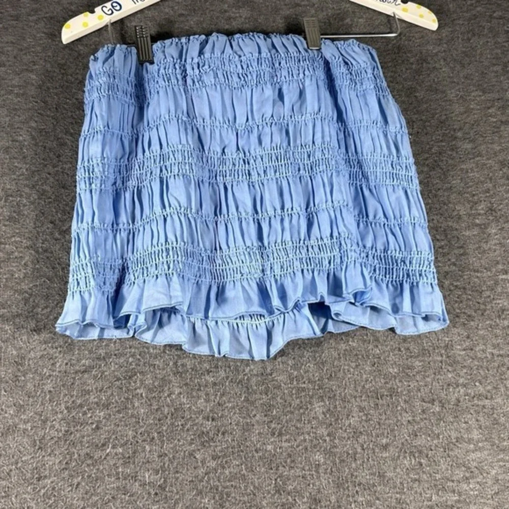 Abercrombie and‎ Fitch Sheer Ruched Skirt Blue Undershorts XS Preppy Mini Skort